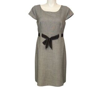 Elegant Gray Dress with Black Bow Accent